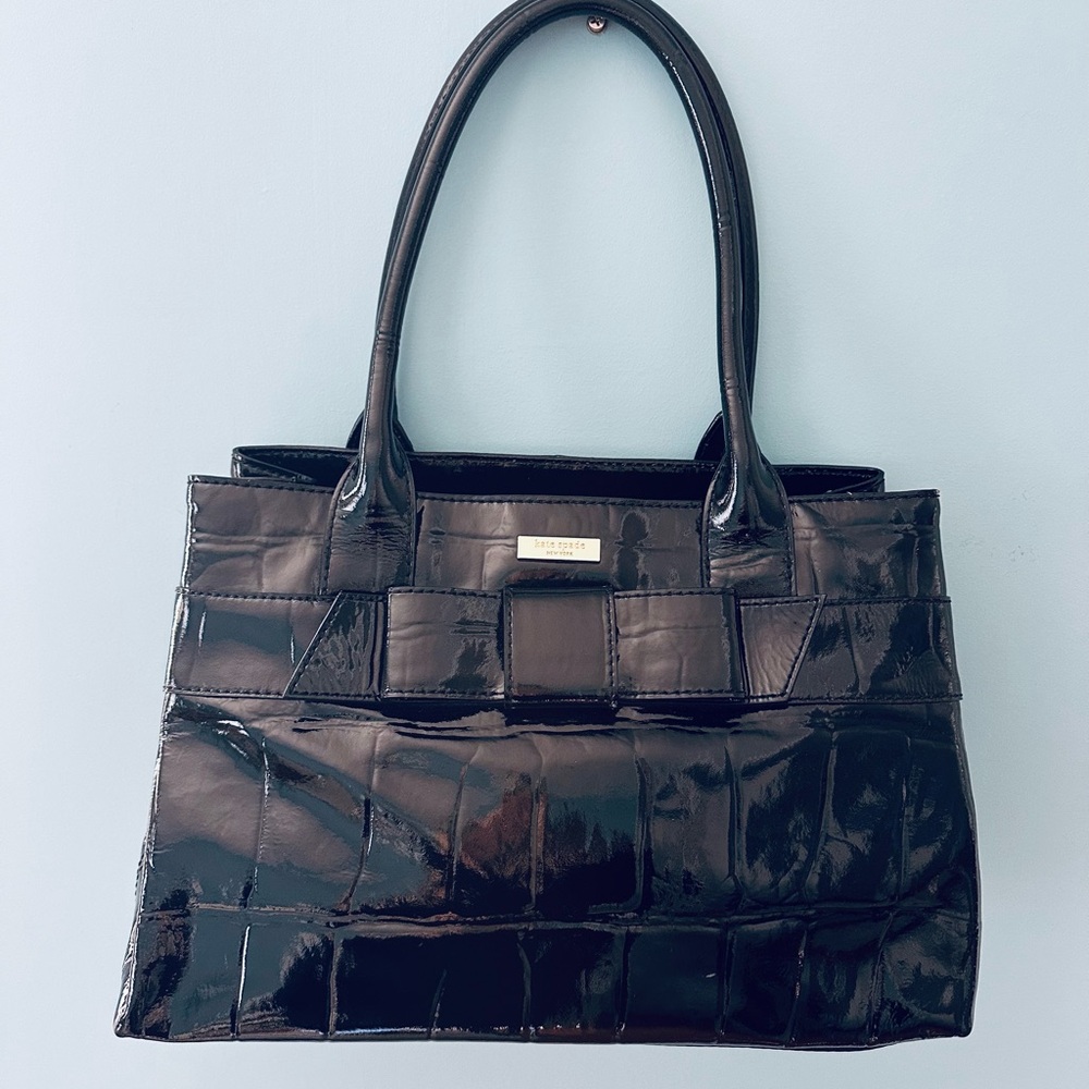 Kate Spade Black Crocodile-Embossed Handbag